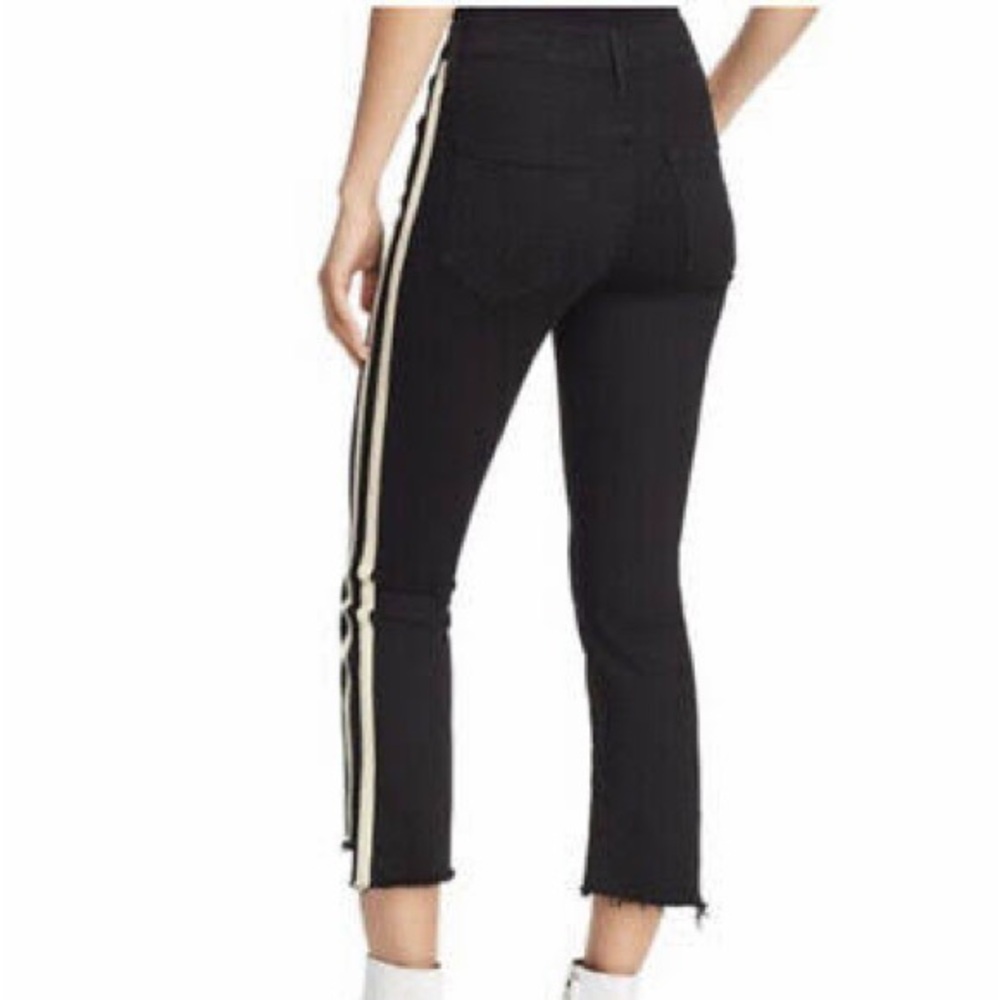 MOTHER Black Ankle Jeans with White Stripes